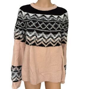 DG2 by Diane Gilman melange yarn Fair Isle Pullover Sweater Size L NWT